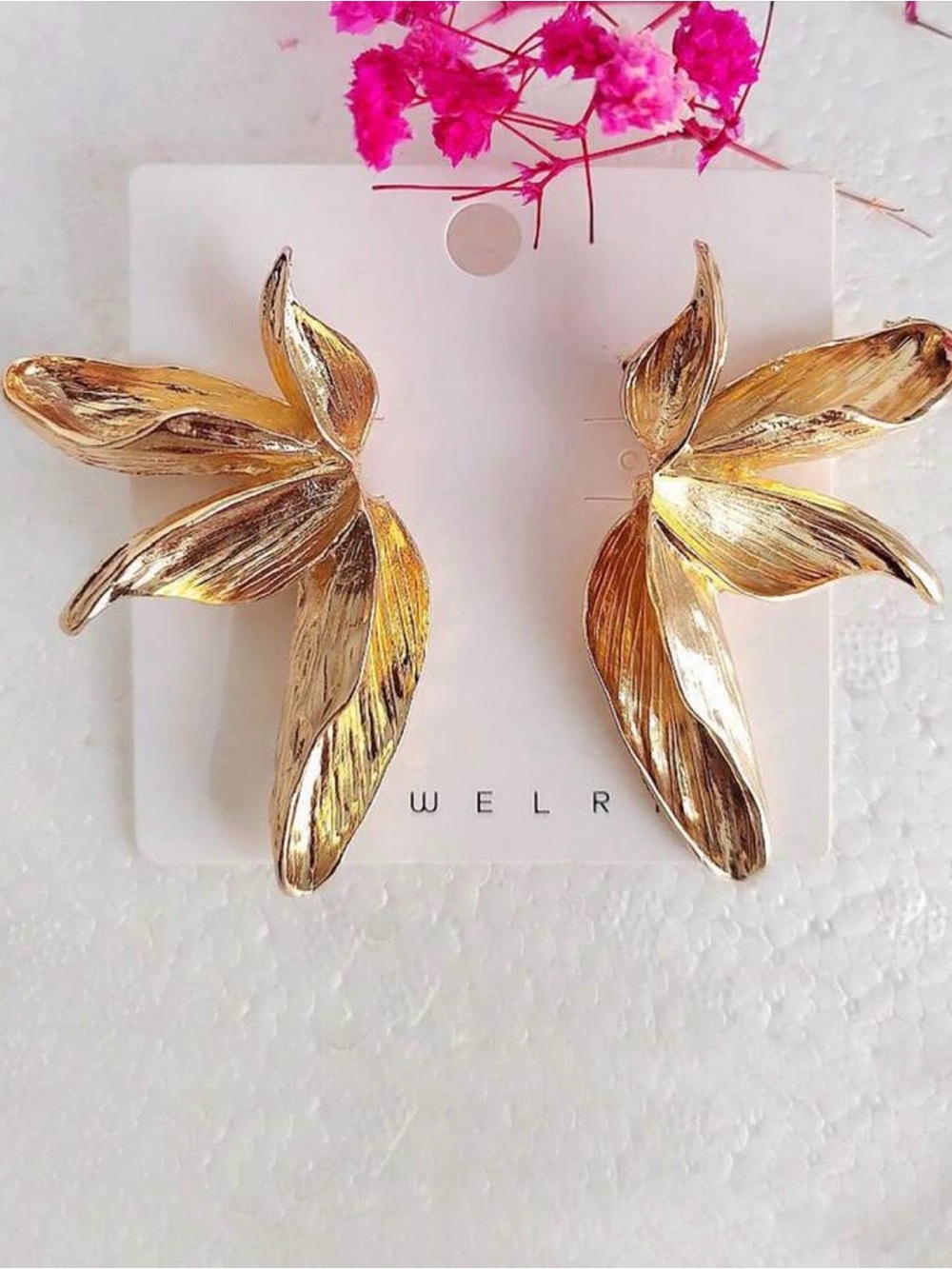Gold Leaf Statement Earrings -